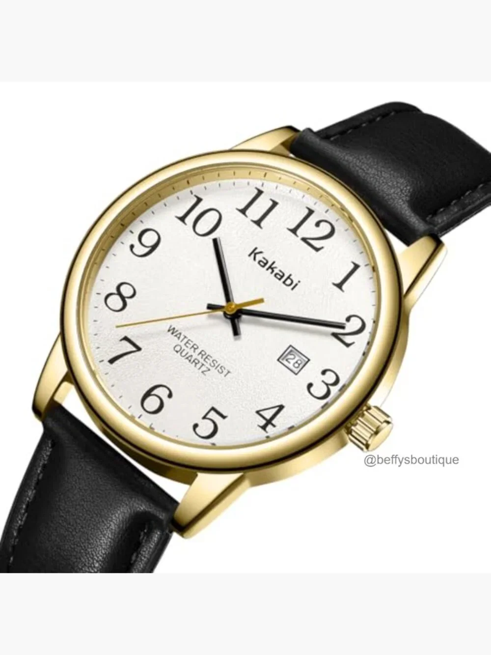 Unisex Analog Quartz Wristwatch with Date and Leather Band, Easy Reader Casual